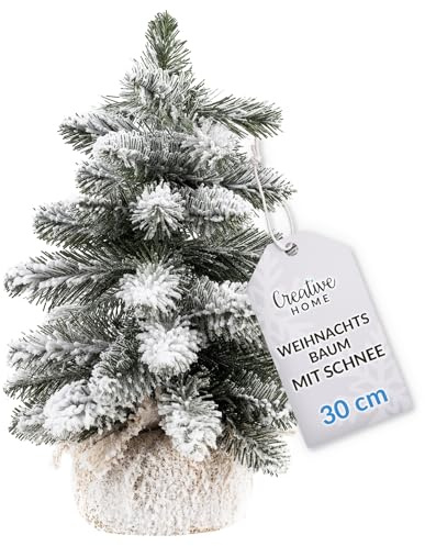 Creative Home Albero di Natale Artificiale Innevato con Effetto Neve | 30cm | Cono Piccolo Albero di Natale Salvaspazio | Alberi di Natale Piccoli per Tavolo, Ufficio | Regalo di Decorazione Fai-da-Te