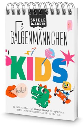 Spielefabrik® Galgenmännchen Kids | 60 Kinderhelden aus Märchen, Filmen & Hörspielen erraten | Rätselspiel/Buchstabenspiel für Kinder ab 8 Jahre | A6 Reisespiel, Mitbringspiel & Geschenk