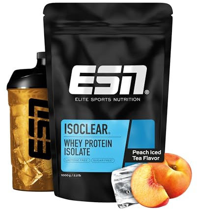 ESN ISOCLEAR Whey Isolate Protein Pulver, Peach Iced Tea, 1000g | Proteinlimo mit fruchtig leckerem Geschmack, clear Whey, made in Germany