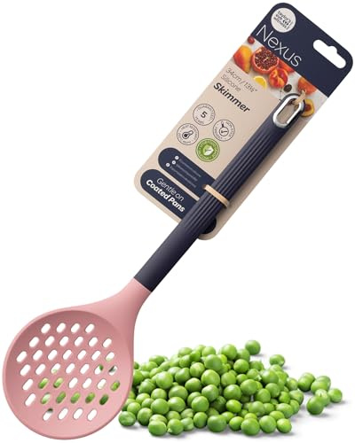 Nexus - Cucchiaio in silicone per schiumarola, resistente al calore, per cucinare, antiaderente, ideale per friggere, scremare, scolare olio, zuppe, verdure