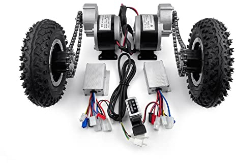 Kit di conversione per carrello elettrico a doppia azionamento, capacità di 200 kg, ruote da 20,3 cm, per carrello elettrico fai da te e carriola da traino, supporto per carico fino a 400 libbre