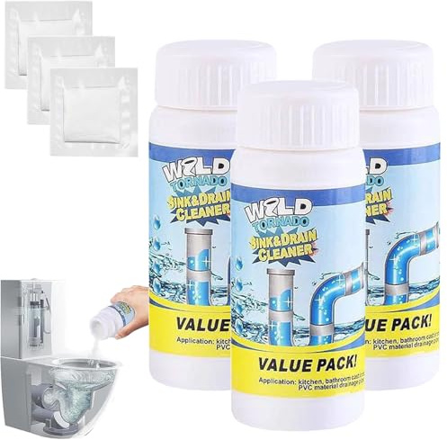 Heavy Duty Sink & Drain Unblocker, 2025 Toilet Unblocker, Wild Sink and Drain Cleaner Powder, Restroom Cleaning Foam Powder, All-Purpose Pipe Opener for Kitchen Bathroom Restroom Shower (3)