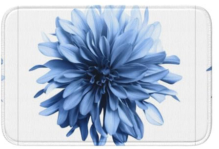 WHJSHOP Tapete de piso con borde de bloqueo de 40 x 60 pulgadas, estampado de flores de dalia azul, absorbente de agua y antideslizante, suave y cómodo para baño y cocina