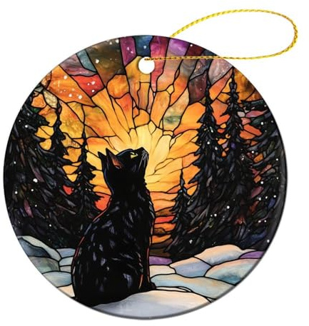 Weihnachtsdekorationen Katzen Schwarze Sympathie Deko Ornamente Mit Schnur Weihnachtsbaumanhänger Aus Keramik Für Draußen Innen Fenster