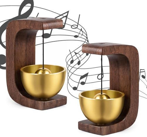 pangdapengpeng 2 pezzi Campanello per Negozianti, Gong per Porta in Legno, Campanello Magnetico per Porta per Porte, Ufficio, Negozio, Caffetteria (Noce)