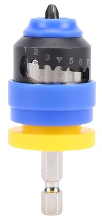 NOENNULL 7 Levels Adjustable Depth Screw Setter with Magnet Holder 2 Replacement Drywall Bits Convert, Efficient Tightening, for Plasterboard, Patio, Chipboard and Plywood