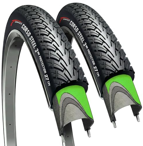 Pair 26 x 1.95 MTB Bike Tyres - Foldable 50-559, 3mm Anti Puncture 26 inch | Steel Folding 26 inch Bicycle Tires, Accessories for MTB, Mountain, Hybrid, Electric, Touring and Commuting Bikes