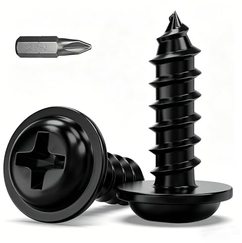 100Pcs M4 x 16mm Black Self Tapping Screws, Phillips Pan Head Wood Screws | 304 Stainless Steel Screw, Screw for Wood, Metal, Plastic and DIY Projects