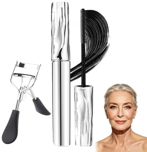 Mascara für äLtere Frauen, Wimperntusche Wasserfest, 3d Curling Eyelash Iron, Mit Wimpernklammer Long-Lasting Volumizing & Clump-Free with Smudge-Proof Pigment