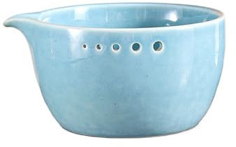 KANLVU Ceramic Herb Stripper Bowl Garlic Grater, Japanese Ginger Grater & Garlic Press, Grating Bowl for Onion Cheese Lemon Fruits Ginger(Blue)