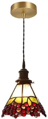Lámpara de Techo Tipo araña de Uvas, lámpara Colgante Antigua con Pantalla de 63 Pulgadas de Ancho, lámpara Colgante de vitral para Isla de Cocina o Comedor