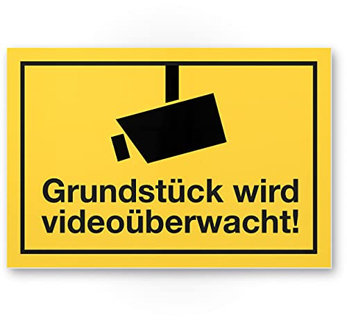 Komma Security Grundstück wird videoüberwacht Schild Infozeichen 30 x 20 cm Hinweisschild Warnhinweis Videoüberwacht Einbruchschutz Warnhinweis Videoüberwacht - nach DIN 33450
