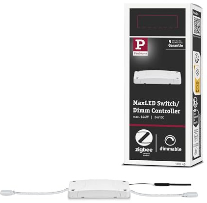 Paulmann 500.45 Smart Home Zigbee Maxled Schalt/Dimm Controller max. 144W 24V DC Schaltgerät 50045 - Amazon Echo Plus kompatibel, 3.8 x 9.5 x 2.8 cm