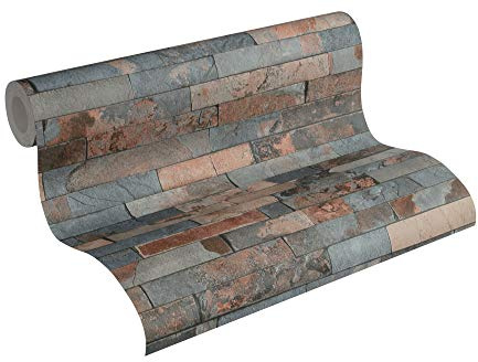 A.S. Création Brique Elements Papier Peint intissé 10.05 m x 0.53 m Gris Brun Noir Fabriqué en Allemagne 355823 35582-3, Braun, Grau, Schwarz