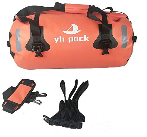wasserdichte Motorrad Rücksitztasche Leder Motocross Rucksack Grosse Kapazität Motorradgepäck Hecktasche Knight Riding Reisetasche,Orange,80L