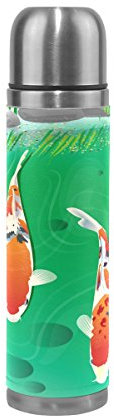 BEUSS Cartoon Fisch Wasserflasche Wasserkanne Edelstahl Isolierte Isolierflasche Auslaufsicher Leder Verpackung(500 ml)