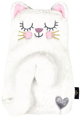 moses. Ed, The Cat Kitty - Bolsa de Agua Caliente con Funda Suave, diseño de Gatos Blancos, Capacidad de la Botella Aprox. 700 ml, 1 Unidad (1 Unidad)
