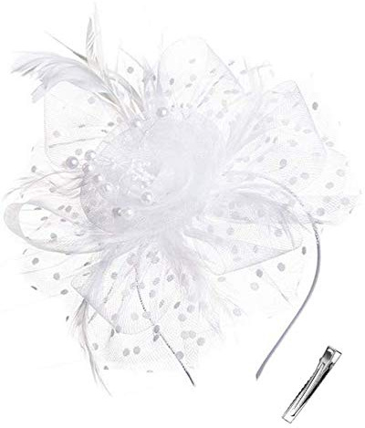 Women's Fascinator Hat Flower, Mesh Feathers, Clip Headpiece, Hair Accessories