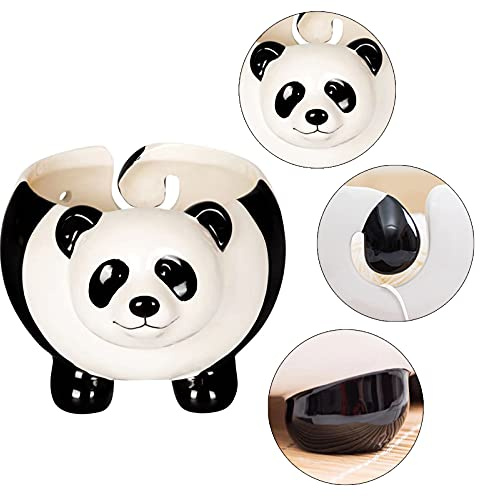 HJHIWE Panda Keramik-Garnschale, Häkelgarn-Schale, Handarbeit, Strickgarn-Schalen, Aufbewahrung, Häkel-Zubehör und Zubehör, Organizer, perfekter Garnhalter zum Stricken und Häkeln