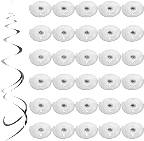 30Pcs Decorazioni a Spirale Pendenti Decorazioni per Feste Swirls Decorazioni Spirale Turbinanti Compleanno Pendenti Spirale Riutilizzabile Ornamenti Filanti per Matrimoni Addio Nubilato (Argento)