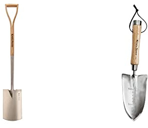 Kent & Stowe Gärtnerspaten – Profi-Spaten aus Edelstahl, für Harte und steinige Böden & Multifunktionshandschaufel – Pflanzschaufel aus Edelstahl für Jede Gartenarbeit, Blumen-Kelle, Länge: 32 cm