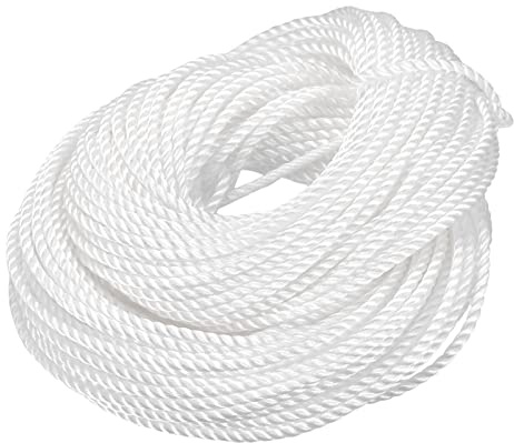 sourcing map Twisted Mason Line Nylon Twine String Cord White 50M/164 Feet 5MM Dia for Netting, Landscaping, Home Improvement, DIY Projects, Crafting, Masonry, Gardening