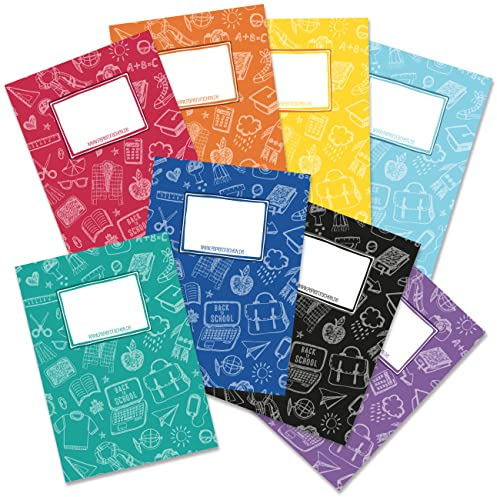 Papierdrachen 8 hochwertige Heftumschläge aus Papier für Kinder | DIN A5| Motiv Scribble - Heftschoner ideal für die Schule - Heftumschlag 250g/m² - Set Nummer 9