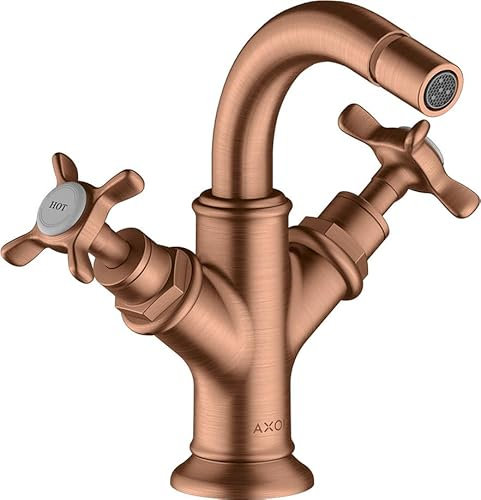 hansgrohe AXOR Montreux 2-Griff-Bidetarmatur, Zugstangen-Ablaufgarnitur, 16520310, Farbe: Brushed Red Gold