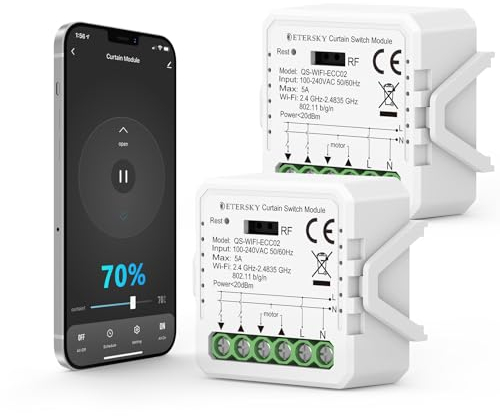 [Funzione Percentuale] Interruttore Tapparelle WiFi, Etersky Modulo Comando Smart per Tapparelle Elettriche, Controllo App Smart Life, Comando Vocale Tramite Alexa, Siri