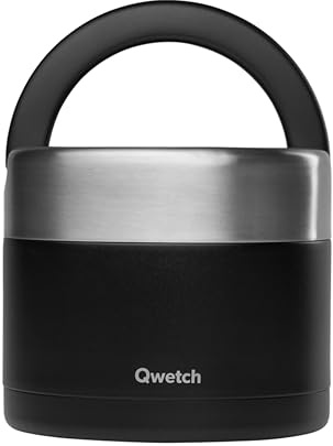 QWETCH - Contenitore Termico per Alimenti Caldi con Maniglia (Nero, 850 ml)