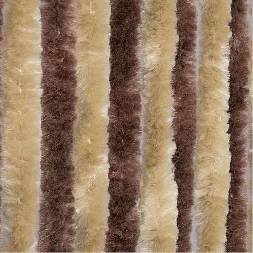 Moritz Flauschvorhang aus Chenille 100 x 200 cm braun beige Türvorhang als Fliegenschutz Insektenschutz für Camping Wohnwagen