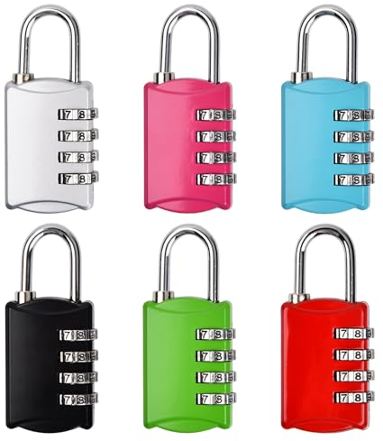 6 Pezzi Lucchetto Combinazione a 4 Cifre, Lucchetto a Combinazione Lucchetto Armadietto Impermeabile Serratura a Codice, Lucchetto a Codic per Palestra Esterno Valigia Bagagli Cancello (6PCS)