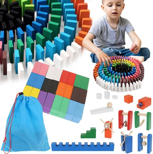 KRUZZEL Domino Set Holz Dominosteine für Kinder Hindernisse 360-tlg 22914