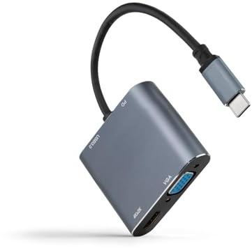 Monkey Ladder Convertisseur USB-C vers HDMI/VGA/USB3.0/PD 15 cm, Gris