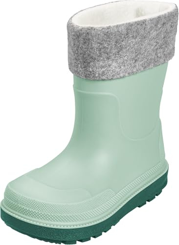 Playshoes Gummistiefel gefüttert, Botte de pluie Enfants unisexes, Grün Socke,