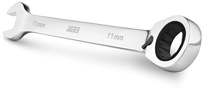 Jaeger Llave combinada de trinquete reversible de 11 mm, 12 puntos, espacios reducidos, 90 dientes