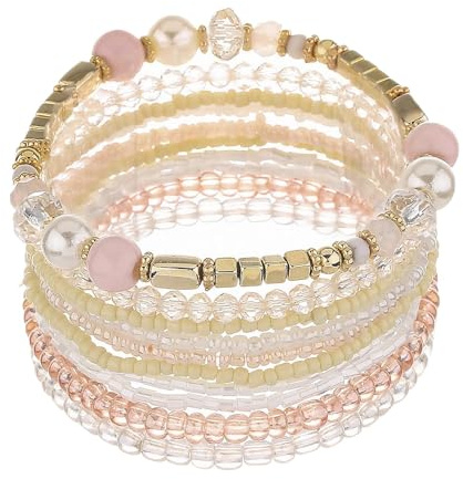 APMGONT Bohemian Beaded Multi-Layer Armbänder - Stackable Stretch Strand Crystal Bangles - Boho Handmade Schmuck Geschenke für Frauen Mädchen