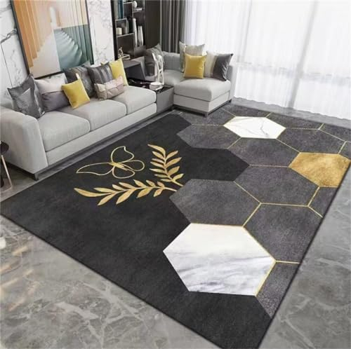 DJHWWD Bodenschutzmatte Teppich Teppiche Groß Für Wohnzimmer Pflegeleichter Esszimmerteppich mit modernem geometrischem Druck 180x230CM dunkelgrau nach maß