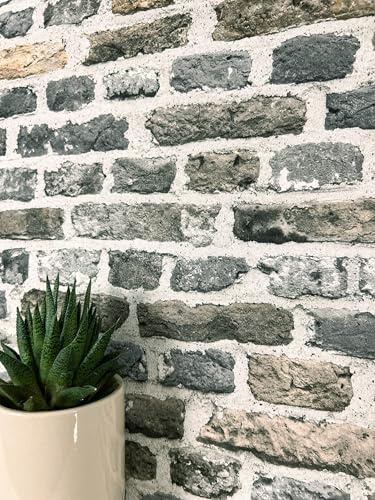 Newroom Vliestapete Grau Steinoptik Ziegelstein Tapete Wohnzimmer | kühles Anthrazit mit hellgrauen Fugen, grobe Ziegelstruktur, Steintapete, Mustertapete, Loft, Küche Flur