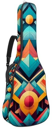 Gitarrentasche für Akustikgitarre mit zwei Taschen, abstrakte Geometrie, wasserabweisend, doppelt verstellbarer Schultergurt, Gitarrentasche, Abstrakte Geometrie, 42.9x16.9x4.7 in, Stilvoll