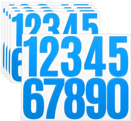 sourcing map 5 Sheets Vinyl House Numbers, 3 Inch Waterproof Self-Adhesive Number Stickers for Mailbox, Sign, Window, Door, Address Number, Blue