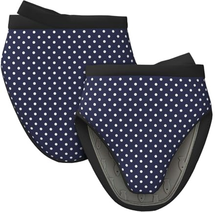 Mini guanti da forno in silicone, a pois, blu navy, resistenti al calore, presine per cucina e cottura, guanti da forno carini, 2 pezzi