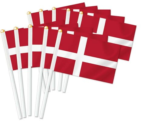 25 Stück Dänemark Handheld Flagge, Dekor Hand gehalten Hold Fahne, Dekoration Banner hand Denmark