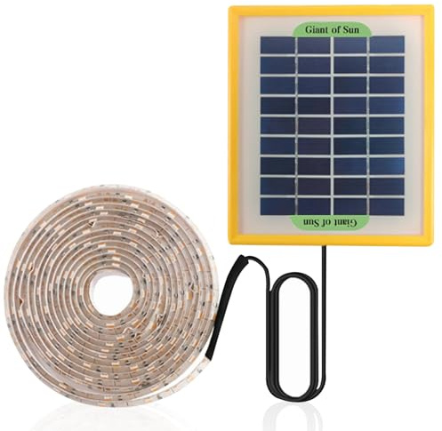 Jorzer Solar Powered Grow Lights 16.4ft Plants Light Strip with Solar Panel Full Spectrum Solar Grow Lights Solar Heat Lamp for Greenhouse Outdoor Indoor Garden Supplies