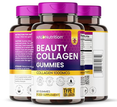 Halo Nutrition High Strength Collagen Gummies 1000mcg | Beauty Supplement with Biotin, Keratin, Argan & Coconut Oil | Best Collagen Supplements for Women and Men, Supports Hair, Skin & Nails