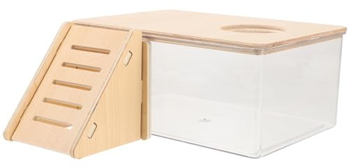 COLLBATH Hamster-sandbad-Box Mit Holzleiter Für Hamster Und Meerschweinchen Zum Baden Und Spielen Transparent Für Gute Beobachtung Geeignet Für Kleine Haustiere