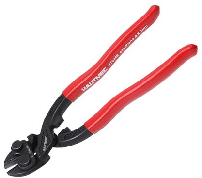 HAUTMEC 8 Inch High Leverage Flush Cutter, Diagonal Plier with 20° Angled Head for Flushing Cutting, Chrome Vanadium Steel, Flush Cutting of Plastic Components & Soft Metal, HT0468