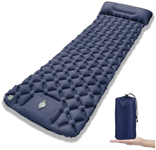 Siyecioa Materasso Gonfiabile con Cuscino, Materassino Campeggio Singolo, Ultraleggero Materassino Trekking, Attrezzatura da Campeggio Resistente e Leggera per Escursionismo, Tenda, Sacco a Pelo