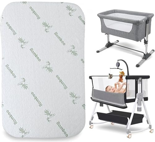 Royale Linens Bedside Crib Bamboo Mattress 83x50x5cm Compatible to Fit Next 2 Me Crib Bed With Super Soft Breathable Bamboo Fitted Cover Washable & Removable