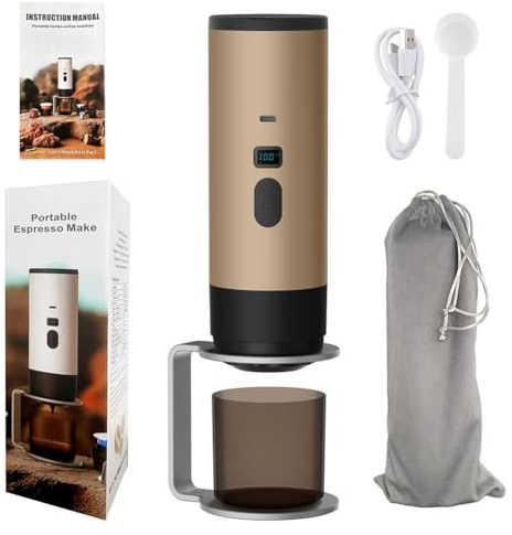 Cafetera espresso portátil para viajes, 15 bar, mini cafeteras de café expreso de coche con pantalla, autocalentamiento 3 en 1 LED eléctrico